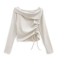 GRL オフショルドロストテレコトップス tu1412 アイボリー Mサイズ