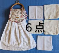 【未使用】タオルハンガー付きタオル＆白系ハンカチ（レース・ガーゼ）６点セット