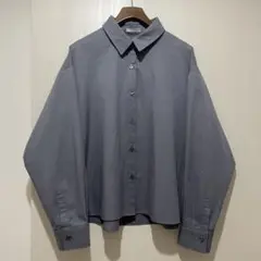 P01081 シネマクラブ　グレー　ルーズ　ボタンアップシャツ　丈短め