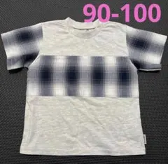 ★未使用★コムサイズム　半袖Tシャツ　90-100cm グレー　チェックのサムネイル