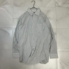 【m.f.editorial】ストライプシャツ M 39-80 ブルー スリム