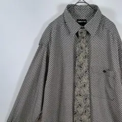 ネクタイシャツ M～L 海外古着 レーヨン ゆるだぼ シルクネクタイ ペイズリー