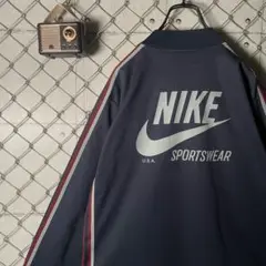 NIKE ナイキ トラックジャケット デカプリント ワッペン サイドライン 紺