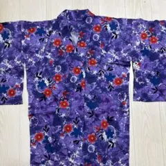 値下げ！！紫色 花柄 浴衣 綿100%