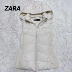 ZARA ザラ 中綿ベスト フード付き オフホワイト S