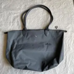 ロンシャン　グレー×グリーン ナイロン トートバッグ