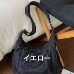 SHEIN チェック柄 ドローストリング ショルダーバッグ イエローのサムネイル