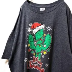 デルタ メリークリスマス サボテン ロゴ Tシャツ グレー 灰色 古着