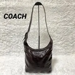 コーチ 斜め掛け 12387 エナメル パテントレザー ショルダーバッグ 茶