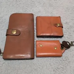 IL BISONTE　オレンジレザー 二つ折り財布 キーケース３点セット