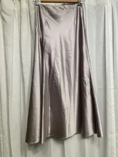 FRAY I.D サテンフレアロングスカート グレー