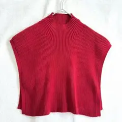 美品 rokh GU リブニット ベスト ハイネック 赤 3XL 大きいサイズ