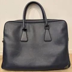 【中古品】PRADA ネイビー レザー 2wayビジネスバッグ
