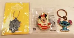 【送料込】ディズニー　ピンバッチ　キーホルダー　3点セット