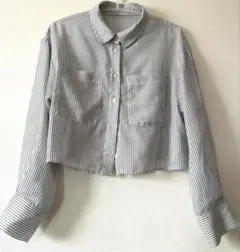 ショート丈 ❤︎ ストライプシアーシャツ