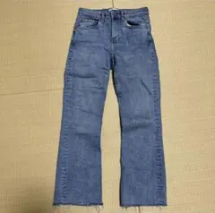 ZARA フレアデニム ハイウエスト カットオフ ブルー EUR38 M 美脚