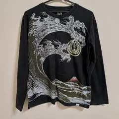 波達 NAMINORITATSUJIN/ 長袖 和柄 カットソー 黒 Mのサムネイル