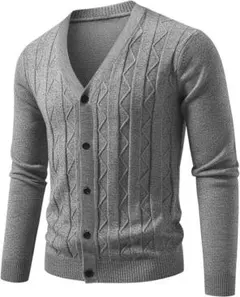 カーディガン メンズ 秋 ニット vネック 無地 3XL
