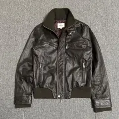 archive Y2K Leather Biker Jacket Brown
