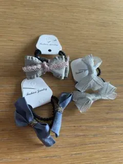 上品リボン ヘアゴム 3点セット キッズ 清楚 ガーリー 発表会 新品