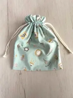 ハンドメイド 巾着袋 ライトグリーン