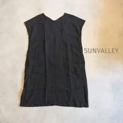 【新品】SUNVALLEY　フレンチリネンスリーブワンピース 黒のサムネイル