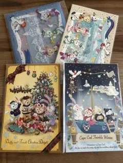 ダッフィー&フレンズ　ポストカード　マーチング　クリスマス　ディズニー