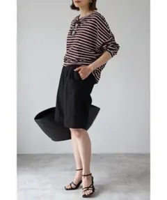 美品 Bonjour Sagan/ドルマンスリーブボーダーカットソー/ブラウンF