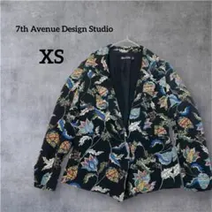 美品 レディース XS 個性的 総柄 派手 テーラー ジャケット かっこいい