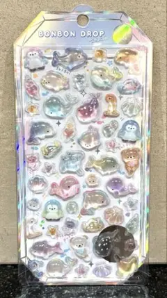 ボンボンドロップシール　海　うみのいきもの　シャーベット　らめーるボンボン
