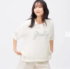 GU メッシュスキッパーポロセーター　セットアップ　夏　白　ニット　半袖