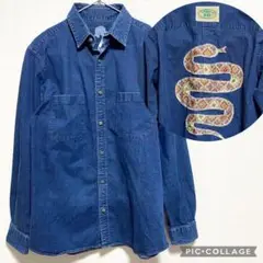 美品 THE247 クラシカル デニム シャツ デッドストック 1点物 刺繍 蛇