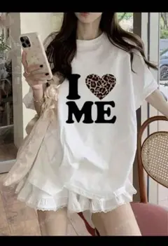 I LOVE ME プリント Tシャツ 半袖