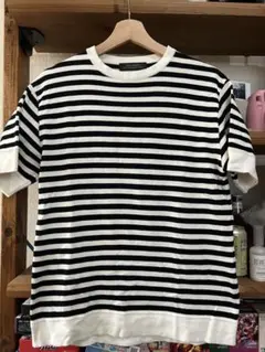 NANO UNIVERSE 白黒ストライプ Tシャツ