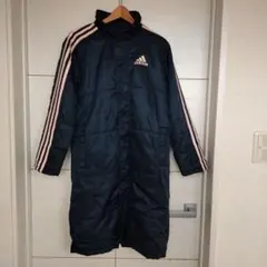 adidas ネイビー ダウンコート ストライプ　訳あり