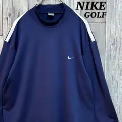 ナイキ　NIKE GOLF ネイビー 長袖　モックネック　シャツ　刺繍ロゴ　XL