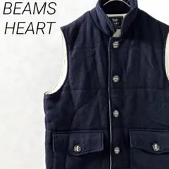 BEAMS HEART 中綿ベスト ハイネック ウール ポケット付き 重ね着