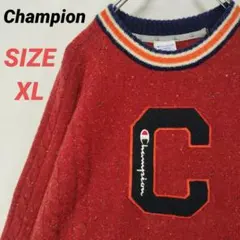 Champion　ケーブルニットセーター　メンズ　デカロゴ　ヴィンテージ　XL