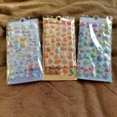 3D立体シールセット かわいいデザイン 3枚