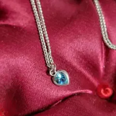 ビンテージ アクアマリンのミニハートシルバーネックレス シルバー925のサムネイル