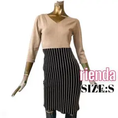 ⭐️A1234⭐️ rienda ♥ Vネック ストライプ タイト ニットワンピース