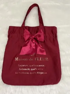 Maison de FLEUR リボン付きトートバッグ 赤