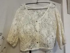 【カスタネ】シアーレースカーディガン5部丈