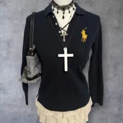 Y2K ラルフローレン ビックポニー ブルー　ピチ　ポロシャツ　平成ギャル　海外