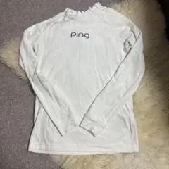 ping 長袖シャツ ホワイト　ベロア風