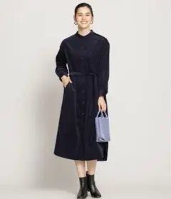 WEB限定/コーデュロイシャツワンピース 長袖　マタニティにも！