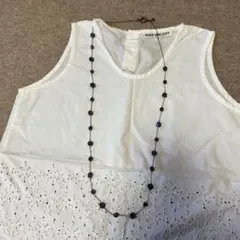 ロングネックレス　パープルピーズ　バナナリパブリック