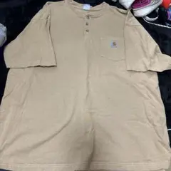 Carhartt ベージュ ヘンリーネック Tシャツ XL