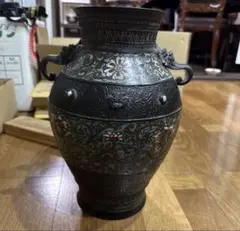 銅製 花瓶 双耳 獣耳 伝統工芸 - メルカリ