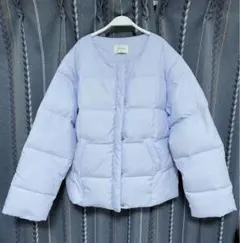 ダウンジャケット　ノーカラーコート　ショートアウター